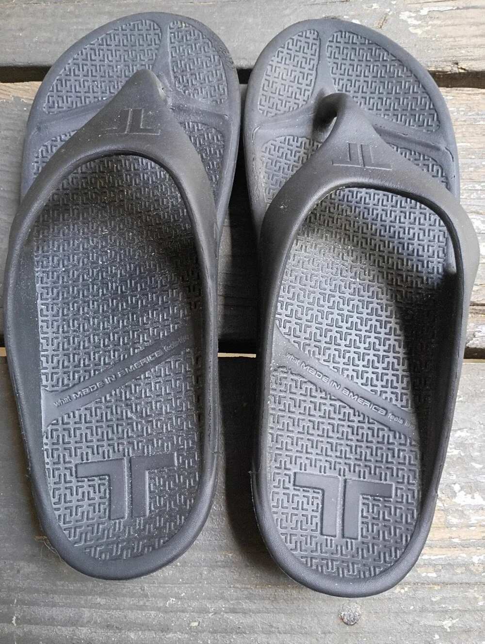 Telic Unisex Arch Support Black Comfort Thong Flip Flop Sandals Size Small